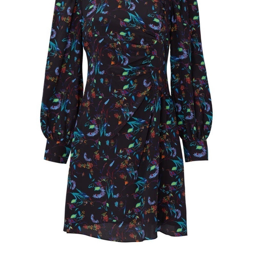 NWOT Tanya Taylor Clarisse Black Silk Floral Dress Mini - Picture 3 of 3